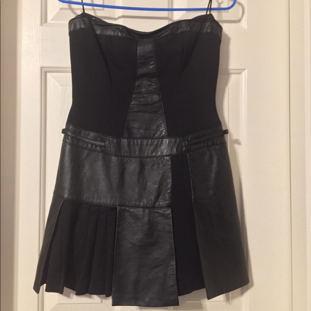 Bebe strapless black leather dress